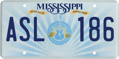 MS license plate ASL186