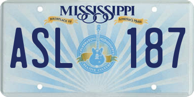 MS license plate ASL187