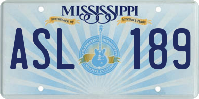 MS license plate ASL189