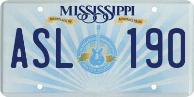 MS license plate ASL190