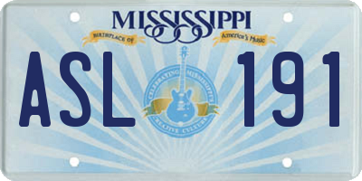 MS license plate ASL191
