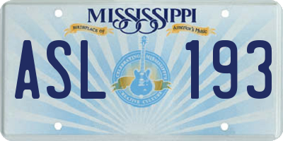 MS license plate ASL193