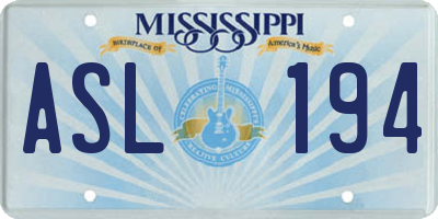 MS license plate ASL194