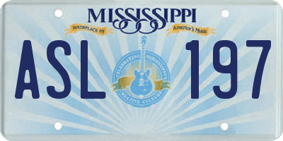 MS license plate ASL197