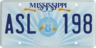 MS license plate ASL198