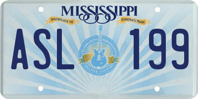 MS license plate ASL199