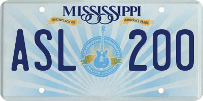 MS license plate ASL200