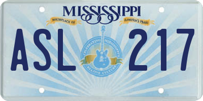MS license plate ASL217