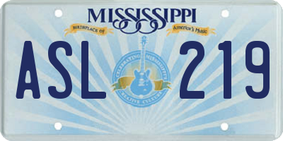 MS license plate ASL219