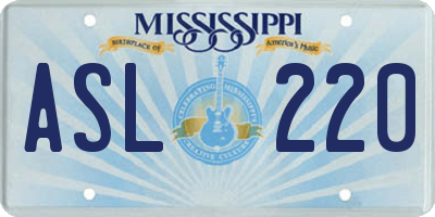 MS license plate ASL220