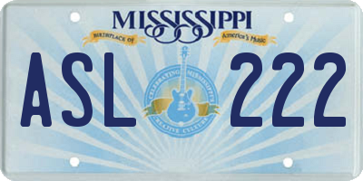 MS license plate ASL222