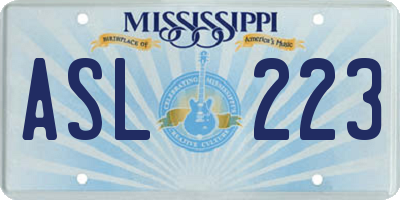 MS license plate ASL223