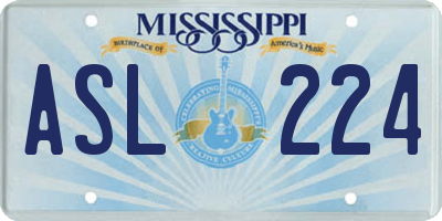 MS license plate ASL224