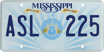 MS license plate ASL225