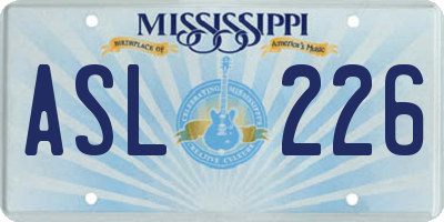 MS license plate ASL226