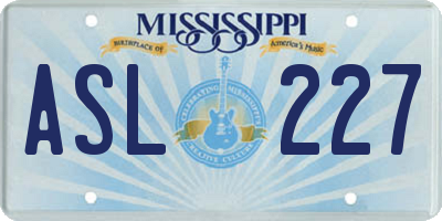 MS license plate ASL227