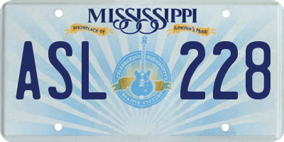 MS license plate ASL228