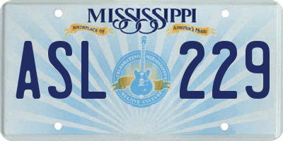 MS license plate ASL229