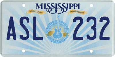 MS license plate ASL232