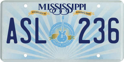 MS license plate ASL236