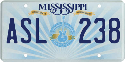 MS license plate ASL238