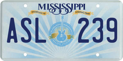 MS license plate ASL239