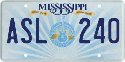 MS license plate ASL240