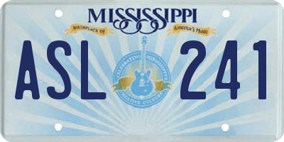 MS license plate ASL241