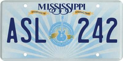 MS license plate ASL242
