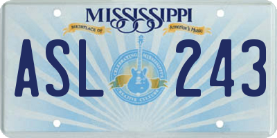 MS license plate ASL243