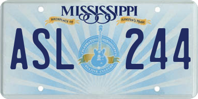 MS license plate ASL244