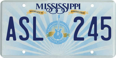 MS license plate ASL245
