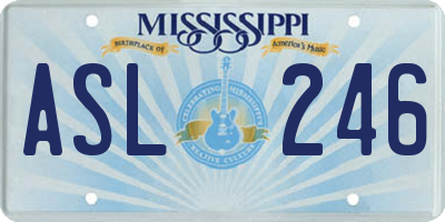 MS license plate ASL246