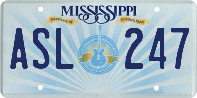 MS license plate ASL247