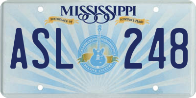 MS license plate ASL248