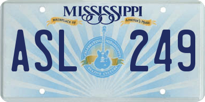 MS license plate ASL249