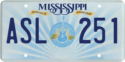 MS license plate ASL251