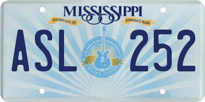 MS license plate ASL252