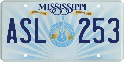 MS license plate ASL253