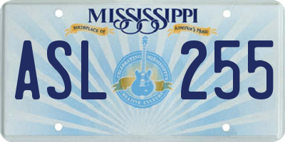 MS license plate ASL255