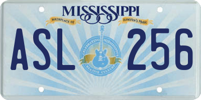 MS license plate ASL256