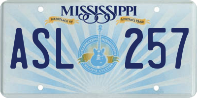 MS license plate ASL257