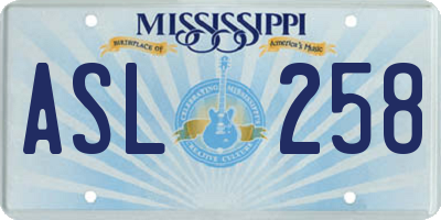 MS license plate ASL258