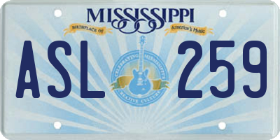 MS license plate ASL259
