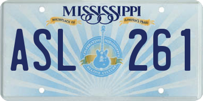 MS license plate ASL261