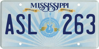 MS license plate ASL263