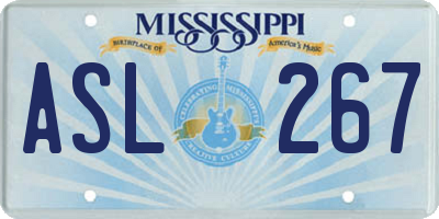 MS license plate ASL267
