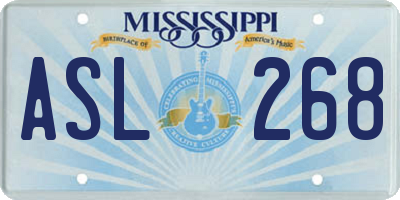 MS license plate ASL268