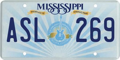MS license plate ASL269