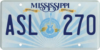 MS license plate ASL270